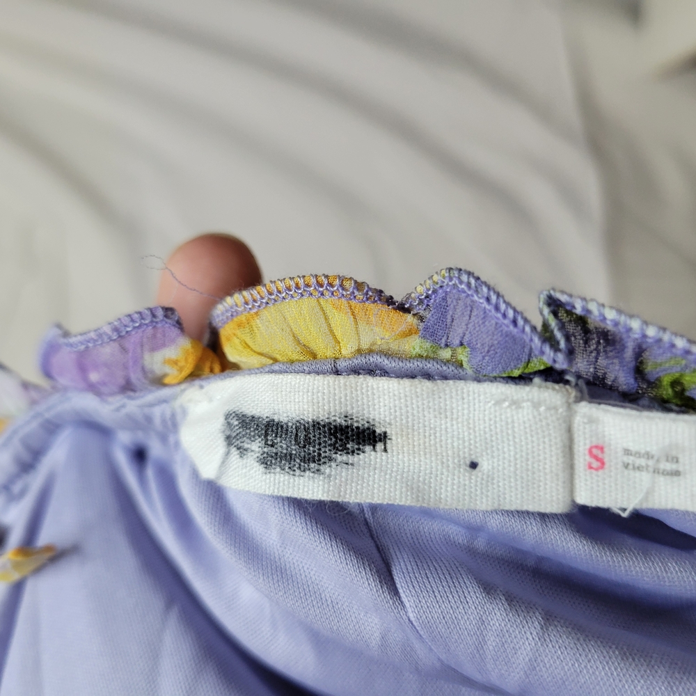SOLD Floral Mini Dress in Yellow and Purple - Picture 2 of 4